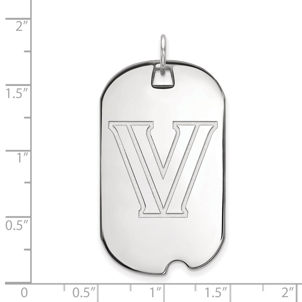 10k White Gold LogoArt Villanova University Letter V Large Dog Tag Pendant