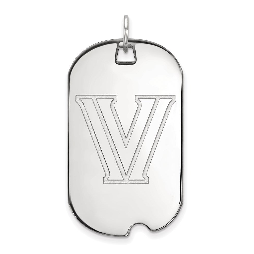 10k White Gold LogoArt Villanova University Letter V Large Dog Tag Pendant