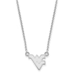 14k White Gold LogoArt West Virginia University W-V Small Pendant 18 inch Necklace