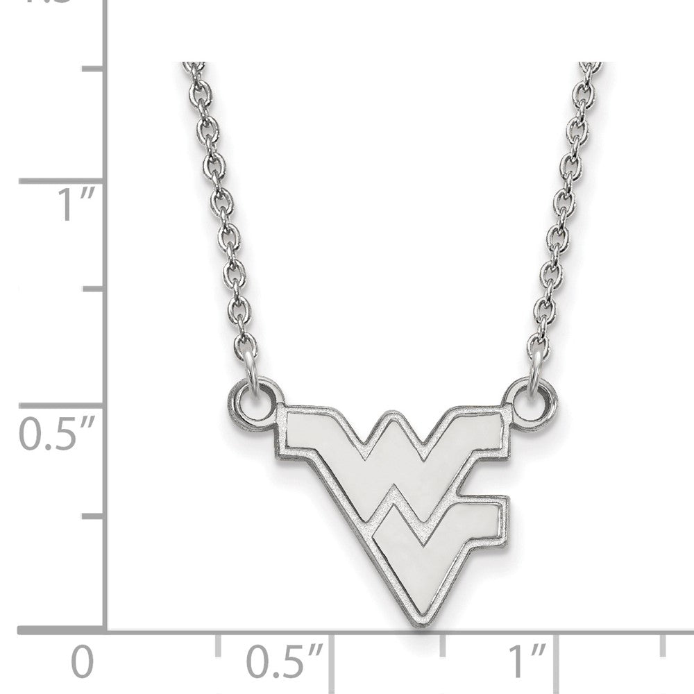 Sterling Silver Rhodium-plated LogoArt West Virginia University W-V Small Pendant 18 inch Necklace