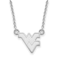 14k White Gold LogoArt West Virginia University W-V Small Pendant 18 inch Necklace