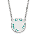 Sterling Silver Rhodium-plated LogoArt Zeta Tau Alpha Sorority Text Large Color Enamel Pendant 18 inch Necklace