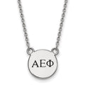 Sterling Silver Rhodium-plated LogoArt Alpha Epsilon Phi Sorority Greek Letters Extra Small Black Enamel Pendant 18 inch Necklace