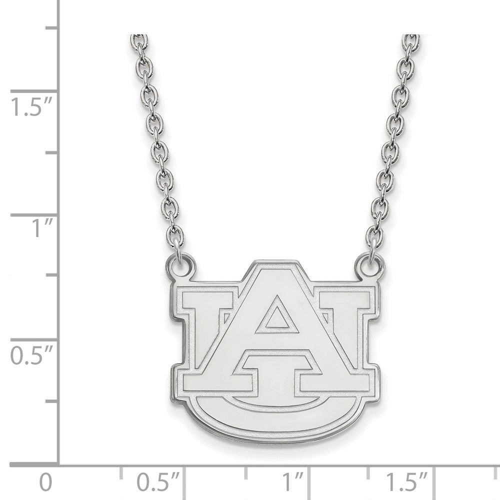 Sterling Silver Rhodium-plated LogoArt Auburn University Large Pendant 18 inch Necklace