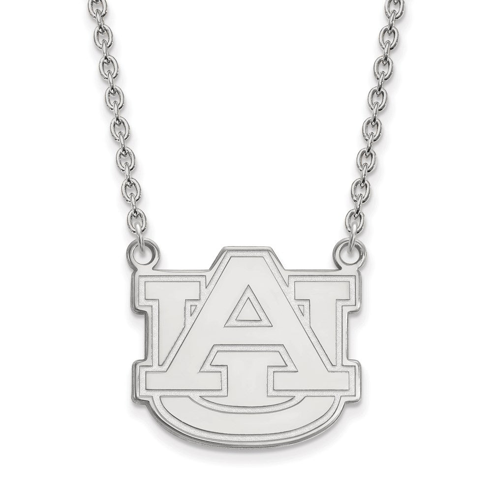 14k White Gold LogoArt Auburn University Large Pendant 18 inch Necklace