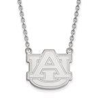 Sterling Silver Rhodium-plated LogoArt Auburn University Large Pendant 18 inch Necklace
