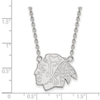 Sterling Silver Rhodium-plated NHL LogoArt Chicago Blackhawks Large Pendant 18 inch Necklace