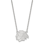 Sterling Silver Rhodium-plated NHL LogoArt Chicago Blackhawks Large Pendant 18 inch Necklace
