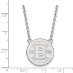 Sterling Silver Rhodium-plated NHL LogoArt Boston Bruins Large Pendant 18 inch Necklace