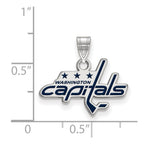 Sterling Silver Rhodium-plated NHL LogoArt Washington Capitals Small Enameled Pendant