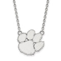 14k White Gold LogoArt Clemson University Tiger Paw Large Pendant 18 inch Necklace