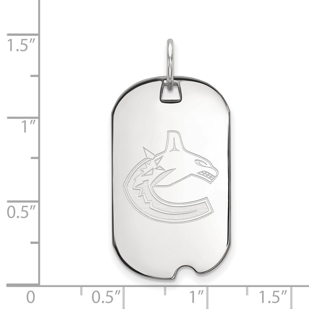 Sterling Silver Rhodium-plated NHL LogoArt Vancouver Canucks Small Dog Tag Pendant