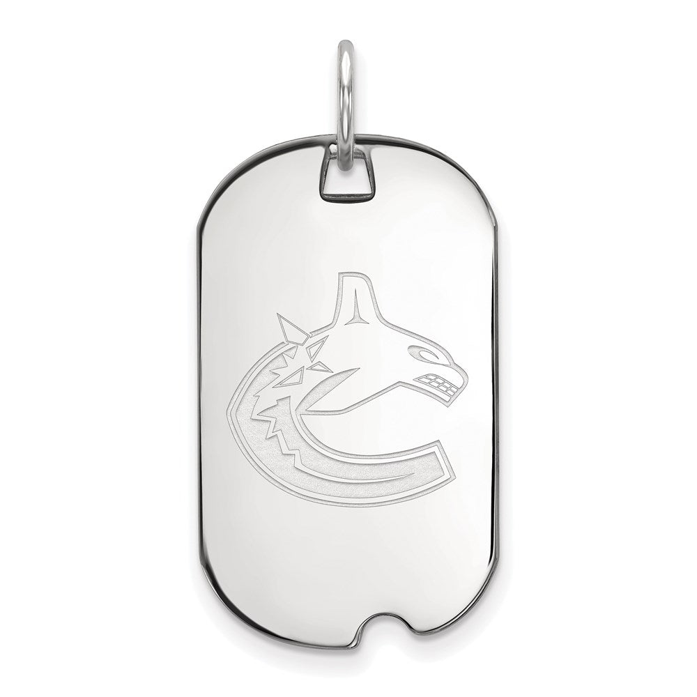 Sterling Silver Rhodium-plated NHL LogoArt Vancouver Canucks Small Dog Tag Pendant