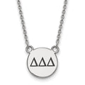 Sterling Silver Rhodium-plated LogoArt Delta Delta Delta Sorority Greek Letters Small Black Enamel Pendant 18 inch Necklace