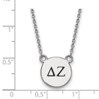 Sterling Silver Rhodium-plated LogoArt Delta Zeta Sorority Greek Letters Small Black Enamel Pendant 18 inch Necklace