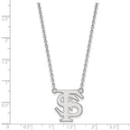 14k White Gold LogoArt Florida State University F-S Large Pendant 18 inch Necklace