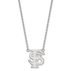 14k White Gold LogoArt Florida State University F-S Large Pendant 18 inch Necklace