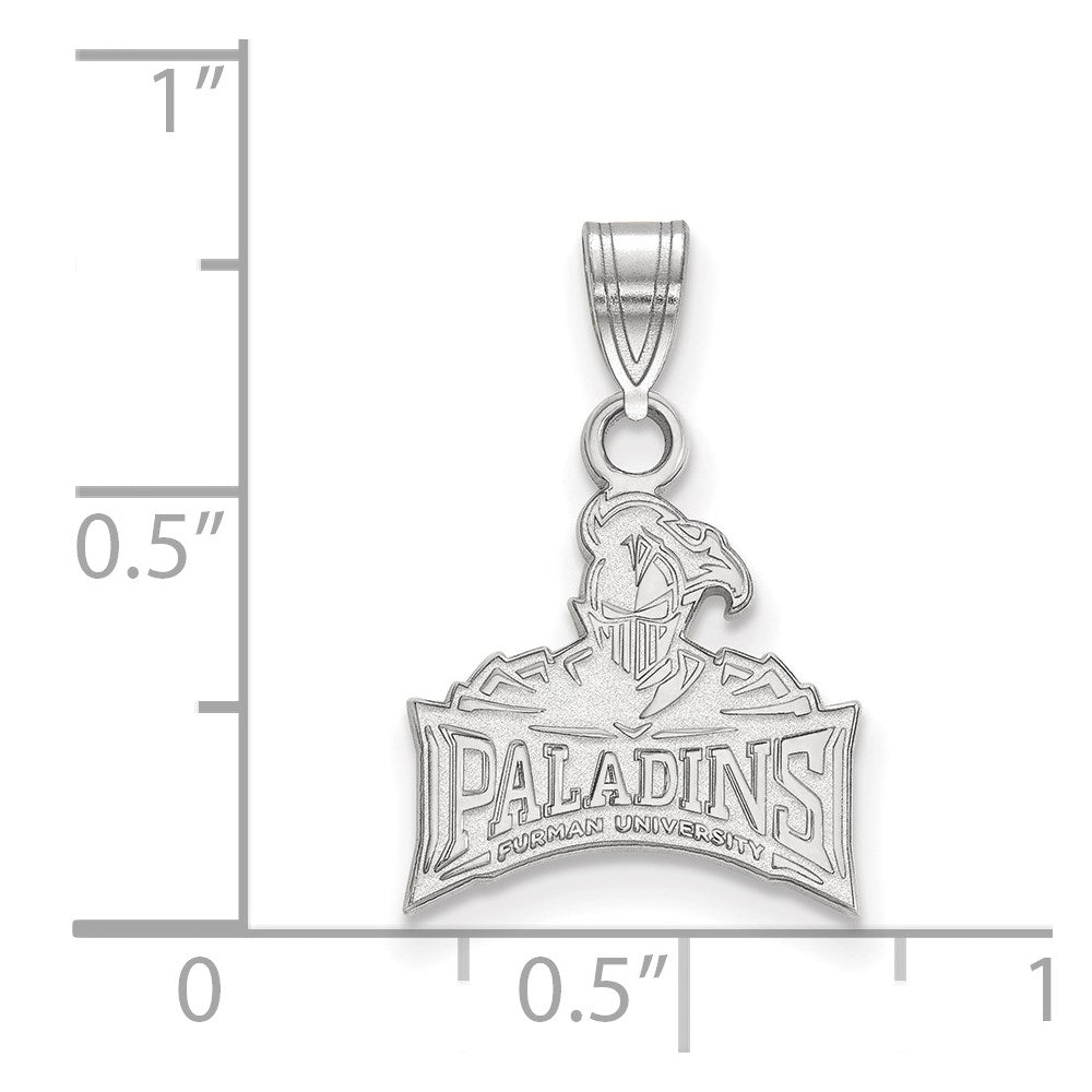 Sterling Silver Rhodium-plated LogoArt Furman University Paladins Small Pendant