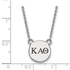 Sterling Silver Rhodium-plated LogoArt Kappa Alpha Theta Sorority Greek Letters Small Black Enamel Pendant 18 inch Necklace