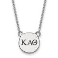 Sterling Silver Rhodium-plated LogoArt Kappa Alpha Theta Sorority Greek Letters Small Black Enamel Pendant 18 inch Necklace