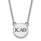 Sterling Silver Rhodium-plated LogoArt Kappa Alpha Theta Sorority Greek Letters Small Black Enamel Pendant 18 inch Necklace