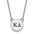 Sterling Silver Rhodium-plated LogoArt Kappa Delta Sorority Greek Letters Small Black Enamel Pendant 18 inch Necklace