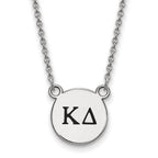 Sterling Silver Rhodium-plated LogoArt Kappa Delta Sorority Greek Letters Small Black Enamel Pendant 18 inch Necklace