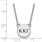 Sterling Silver Rhodium-plated LogoArt Kappa Kappa Gamma Sorority Greek Letters Small Black Enamel Pendant 18 inch Necklace