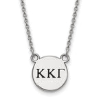 Sterling Silver Rhodium-plated LogoArt Kappa Kappa Gamma Sorority Greek Letters Small Black Enamel Pendant 18 inch Necklace