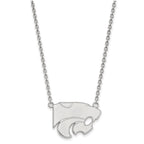 14k White Gold LogoArt Kansas State University Wildcat Large Pendant 18 inch Necklace