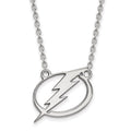 Sterling Silver Rhodium-plated NHL LogoArt Tampa Bay Lightning Large Pendant 18 inch Necklace