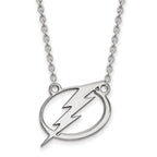Sterling Silver Rhodium-plated NHL LogoArt Tampa Bay Lightning Large Pendant 18 inch Necklace