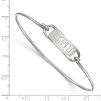 Sterling Silver Rhodium-plated LogoArt Louisiana State University L-S-U Small Center 7 inch Wire Bangle