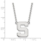 10k White Gold LogoArt Michigan State University Letter S Large Pendant 18 inch Necklace