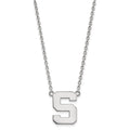 14k White Gold LogoArt Michigan State University Letter S Large Pendant 18 inch Necklace