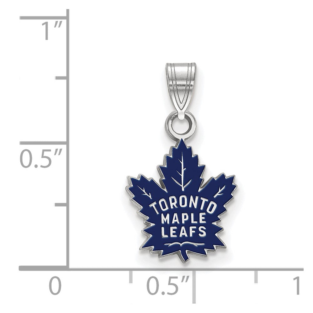 Sterling Silver Rhodium-plated NHL LogoArt Toronto Maple Leafs Small Enameled Pendant