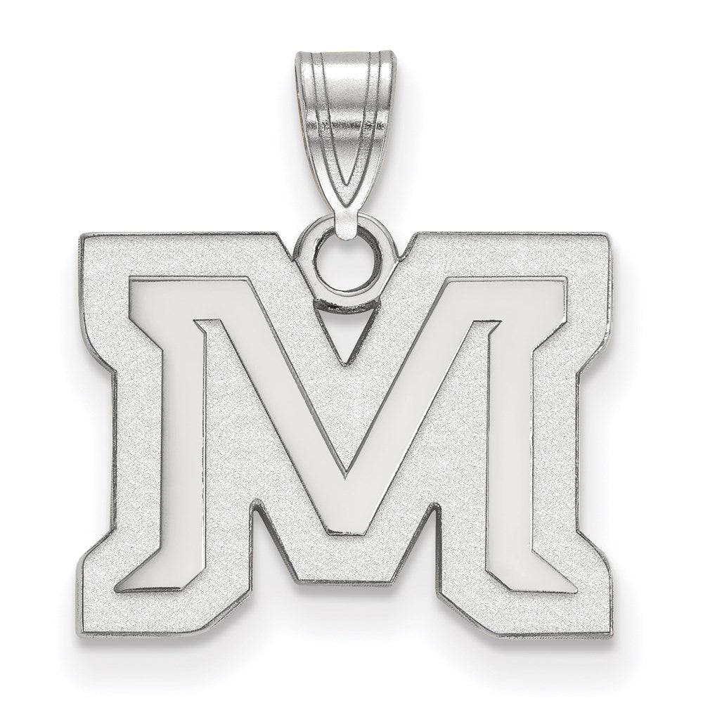 14k White Gold LogoArt Montana State University Letter M Small Pendant