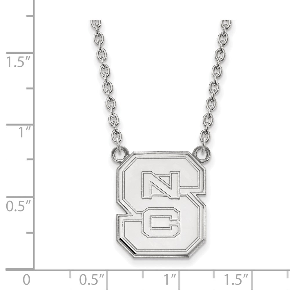 Sterling Silver Rhodium-plated LogoArt North Carolina State University N-C-S Large Pendant 18 inch Necklace