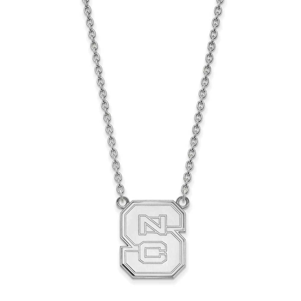 Sterling Silver Rhodium-plated LogoArt North Carolina State University N-C-S Large Pendant 18 inch Necklace