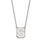10k White Gold LogoArt North Carolina State University N-C-S Large Pendant 18 inch Necklace