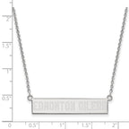 Sterling Silver Rhodium-plated NHL LogoArt Edmonton Oilers Small Bar 18 inch Necklace