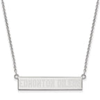 Sterling Silver Rhodium-plated NHL LogoArt Edmonton Oilers Small Bar 18 inch Necklace