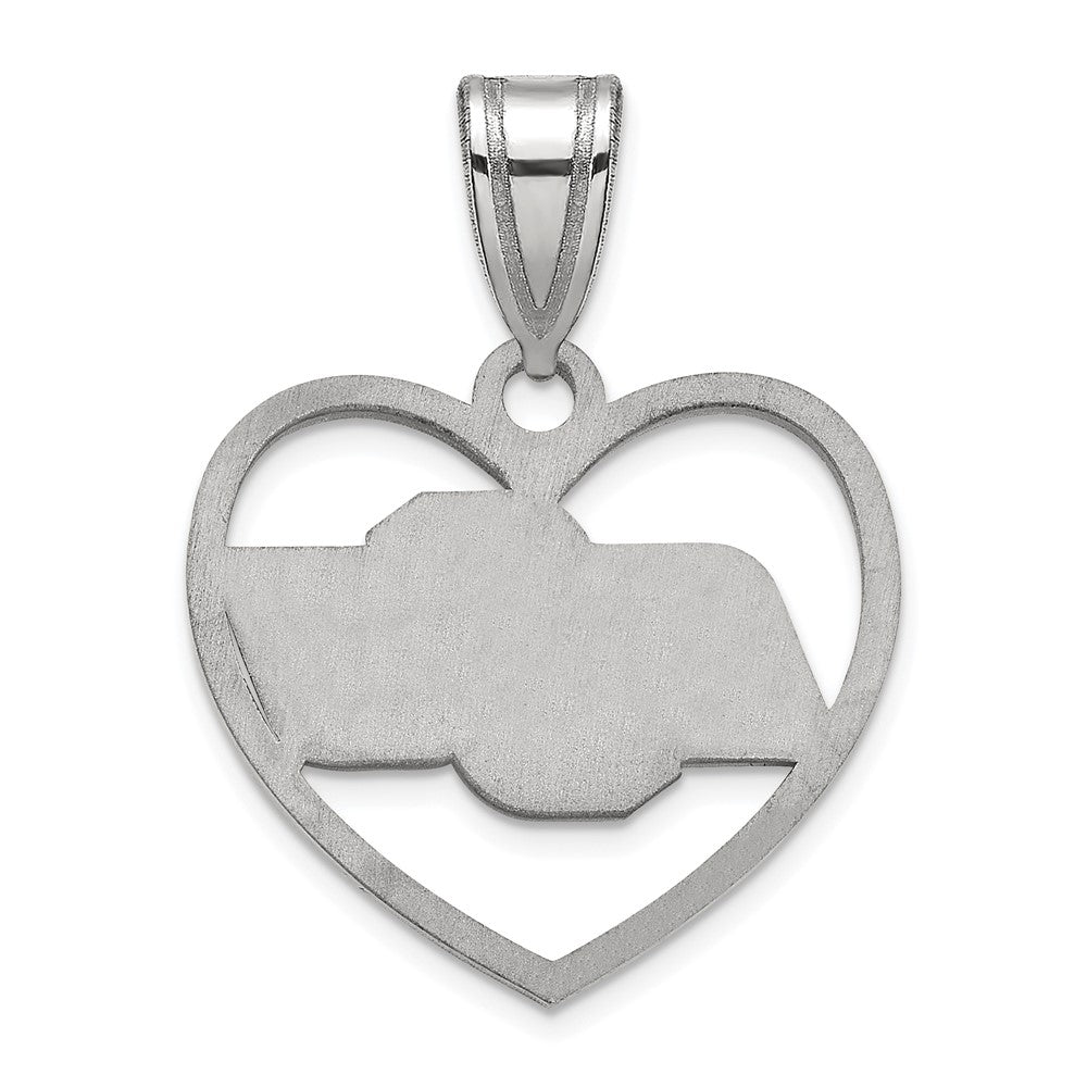 Sterling Silver Rhodium-plated LogoArt Oklahoma State University O-S-U Heart Pendant