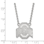 10k White Gold LogoArt The Ohio State University Large Pendant 18 inch Necklace