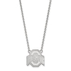 14k White Gold LogoArt The Ohio State University Large Pendant 18 inch Necklace