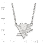 Sterling Silver Rhodium-plated NHL LogoArt Pittsburgh Penguins Large Pendant 18 inch Necklace
