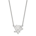 Sterling Silver Rhodium-plated NHL LogoArt Pittsburgh Penguins Large Pendant 18 inch Necklace