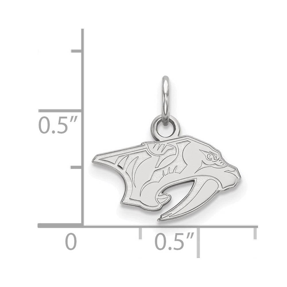 Sterling Silver Rhodium-plated NHL LogoArt Nashville Predators Extra Small Pendant