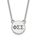 Sterling Silver Rhodium-plated LogoArt Phi Sigma Sigma Sorority Greek Letters Small Black Enamel Pendant 18 inch Necklace