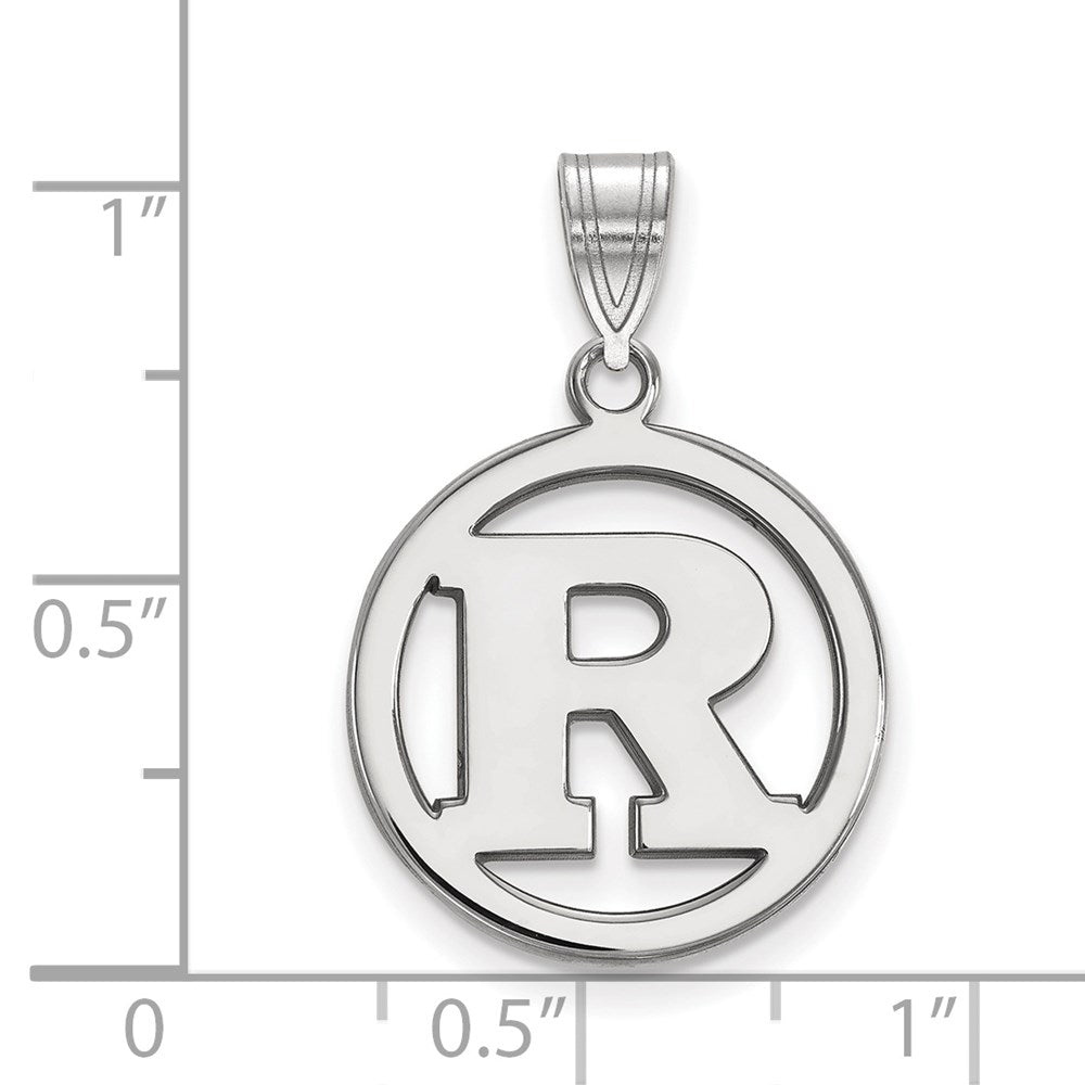 Sterling Silver Rhodium-plated LogoArt Rutgers University Letter R Medium Circle Pendant